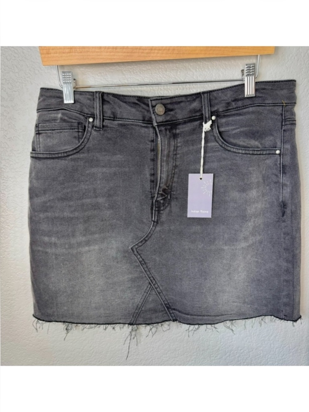Indigo rising black denim faded mini skirt nwt